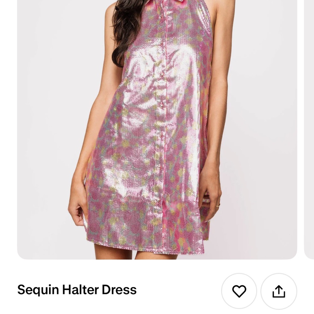 Shimmering Pink and Gold Button-Down Dress NWOT